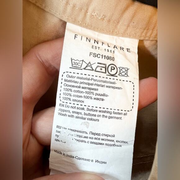 Finn Flare barrel leg trouser 100% cotton tan tapered leg pants fall academia XS - Picture 9 of 10